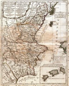 Mappa del Regno di Valencia e Murcia (Spagna) da Jean Baptiste Nolin