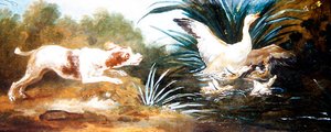 Paesaggio con un cane che insegue anatre da Jean Baptiste Oudry
