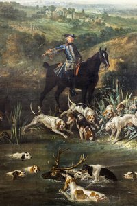 Luigi XV a caccia di cervi nella foresta di Saint-Germain, 1730 (olio su tela)