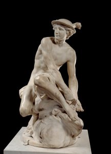 Mercurio che allaccia i suoi calzari alati da Jean Baptiste Pigalle