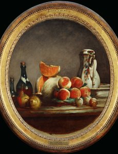 Melon, poires, peches et prunes - Melone, pere, pesche e prugne - Atelier de Chardin, replica di un dipinto di una collezione privata ...