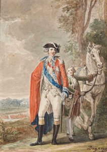 Il conte di Artois in uniforme (1757-1836), un valletto che tiene il suo cavallo