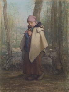 La pastorella che fa la maglia da Jean-Francois Millet