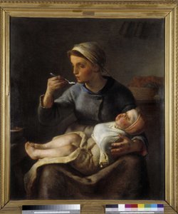 Donna che fa mangiare il suo bambino (Le porridge)