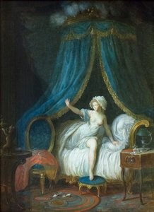 Ragazza che si alza dal letto
