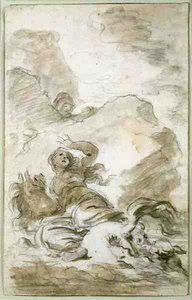 Angelica Raggiunge la Riva Dove il Eremita è in Attesa da Jean Honore Fragonard