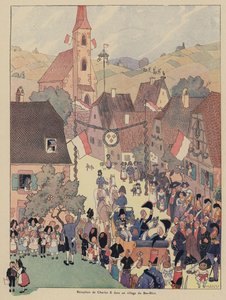 Accoglienza di Re Carlo X di Francia in un villaggio del Basso Reno, Alsazia da Jean Jacques Waltz