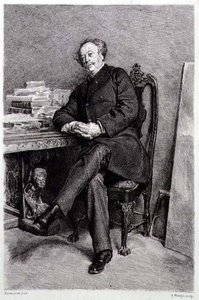Alexandre Dumas fils (1824-95), romanziere e drammaturgo francese, inciso da A Mongin