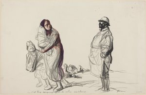 a) È troppo pericoloso vicino alla vostra ambulanza (recto); b) Studio di madre e bambini (verso)