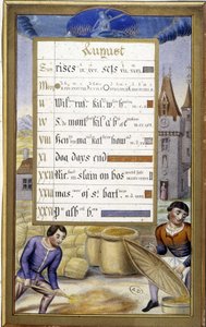 La mietitura (segno della Vergine) (Facsimile delle Ore di Anna di Bretagna di Jean Bourdichon)