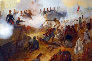 Difesa eroica del capitano Lelièvre a Mazagran (febbraio 1840) (dettaglio) da Jean Adolphe Beauce