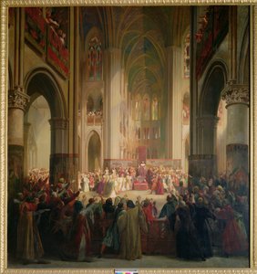 Gli Stati Generali di Parigi Riuniti a Notre-Dame dopo la Morte di Carlo IV (1295-1328) da Jean Alaux
