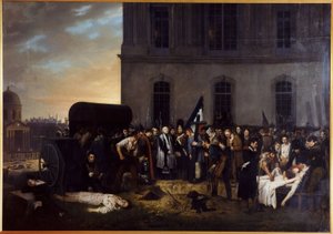 Sepoltura temporanea delle vittime di luglio davanti alla colonnata del Louvre