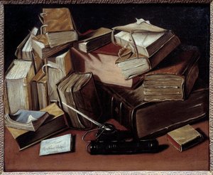 Natura morta con libri da Jean Andreas Biset