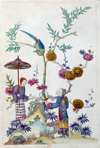 Disegno da un vaso cinese: coppia in un giardino da Jean Antoine Fraisse