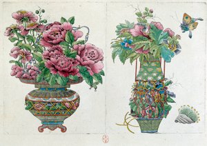 Disegno da un vaso cinese: vaso di fiori da Jean Antoine Fraisse