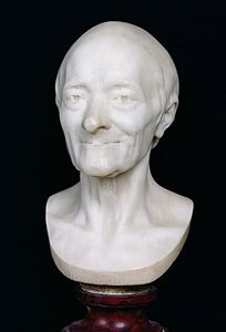 Busto di Voltaire (1694-1778) senza parrucca, 1778 da Jean Antoine Houdon