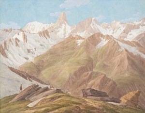 Vista del Massiccio del Monte Bianco vicino al Petit Jorasse, Grand Jorasse, le..., fine XVIII-XIX secolo