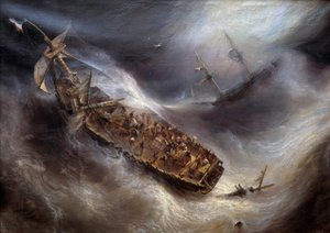 Devozione del Capitano Dess, di Bordeaux, verso la nave olandese Columbus, nella Tempesta da Jean Antoine Theodore Gudin