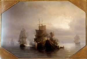 Combattimento navale del cavaliere Marc-Antoine de Saint-Pol Hecourt (1665-31 ottobre 1705), 31/10/1705. Dipinto di Théodore Gudin (1802-1880) XIX secolo. Parigi, Museo della Marina da Jean Antoine Theodore Gudin