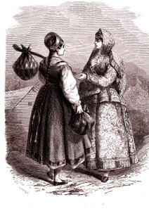 Russia. Donne dei monti Valdaiy. 1865 (incisione) da Jean Antoine Valentin Foulquier