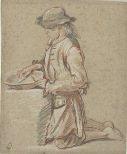 Ragazzo con cappello di feltro vicino a un bacino da Jean Antoine Watteau (rejected attribution)