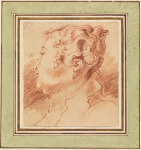 Studio della testa di una donna da Jean Antoine Watteau