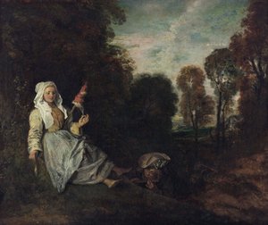 Paesaggio serale con filatrice, 1715 circa (dipinto)