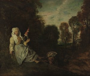 Paesaggio serale con filatoio da Jean Antoine Watteau