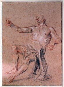 Uomo nudo Disegno a matita di Jean Antoine Watteau (1684-1721) XVIII secolo Parigi, Museo del Louvre da Jean Antoine Watteau