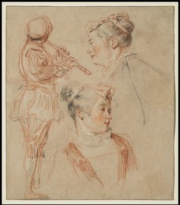 Studi di un Flautista e Due Donne da Jean Antoine Watteau