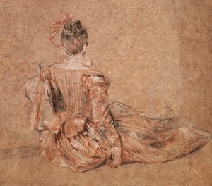 Studio di una donna vista di spalle di Jean-Antoine Watteau, 1716-1718