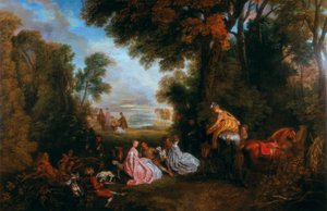La sosta durante la caccia Rendez-vous de chasse da Jean Antoine Watteau