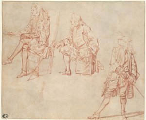 Tre studi di un gentiluomo da Jean Antoine Watteau