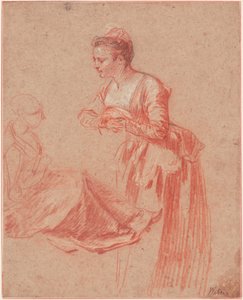 Due studi di figura di una giovane donna da Jean Antoine Watteau