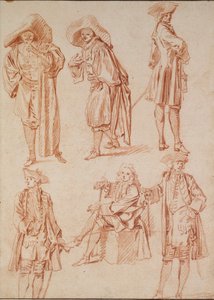Due studi del dottore nella commedia italiana e quattro ufficiali da Jean Antoine Watteau