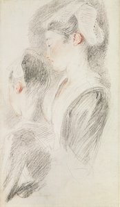 Due studi di una donna, tre quarti di schiena, uno di profilo da Jean Antoine Watteau