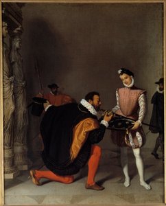 Don Pedro de Toledo, ambasciatore di Filippo II, bacia la spada di Enrico IV al Louvre