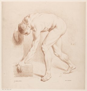 Uomo nudo piegato da Jean Augustin Daiwaille