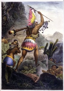 Un indiano Coroado che dà il segnale di ritirata, 1839 da Jean Baptiste (after) Debret