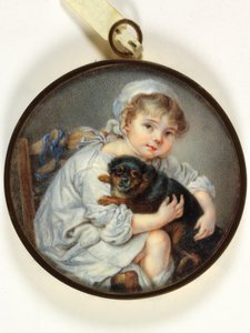 La Bambina con il Cane da Jean Baptiste (after) Greuze