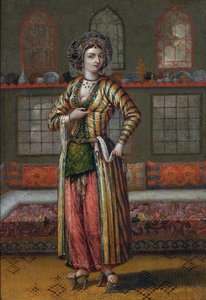 Ritratto di una nobildonna di Costantinopoli con scarpe da hammam da Jean Baptiste (circle of) Vanmour