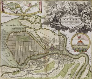 Mappa del piano regolatore di San Pietroburgo da Jean Baptiste Alexandre Le Blond