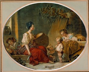 Educazione: "Per favore chiedi" Una madre insegna al suo bambino le buone maniere. stampa di Gautier Dagoty da Jean Baptiste André Gautier Dagoty