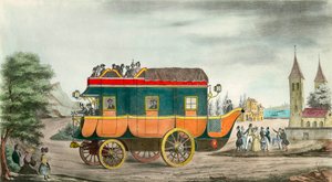 La carrozza (o diligenza) a vapore: invenzione francese del 1835. Incisione di Ange Tissier (1814-1876). 1835. Collezione privata da Jean Baptiste Ange Tissier
