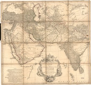 Rilievo mostrato da hachures e pittoricamente. Copia LC annotata con inchiostri per mostrare i confini. Disponibile anche attraverso il sito web della Biblioteca del Congresso come immagine raster da Jean Baptiste Bourguignon dAnville