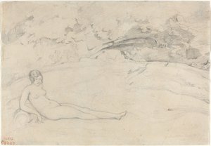 Nudo reclinato in un paesaggio da Jean Baptiste Camille Corot