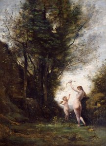 Una ninfa che gioca con Cupido, 1857 da Jean Baptiste Camille Corot
