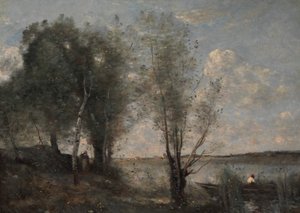 Barcaiolo tra le canne, ca. 1865 da Jean Baptiste Camille Corot