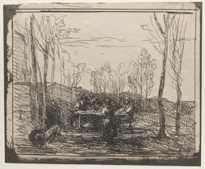 Colazione in una radura, impressione originale 1857, stampata nel 1921 da Jean Baptiste Camille Corot